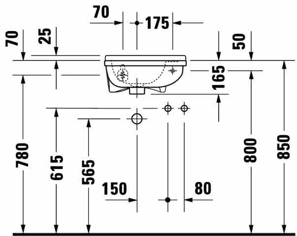 DU Handwaschbecken Starck 3 400 mm mit ÜL, mit HLB, HL rechts, weiß
