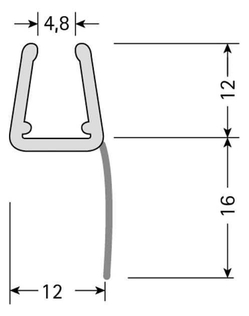 SP Großes h-Profil 2010mm für 8 mm Glasstärke