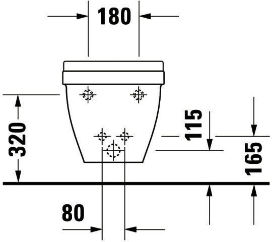 DU Wand-Bidet Starck 3 540 mm m.ÜL, m.HLB, 1 HL, Durafix, weiß