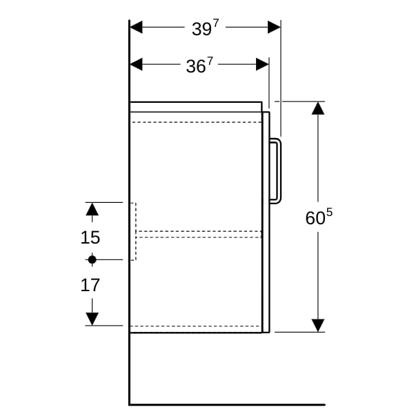 Geberit Renova Compact US 59,7cm für WT 65cm 2 Türen, 59,7x60,5x39,7cm, weiß