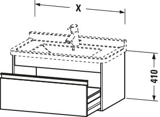 DU WTU wandhängend Ketho 455x650x410mm 1 Auszug, für 030470, graphit matt