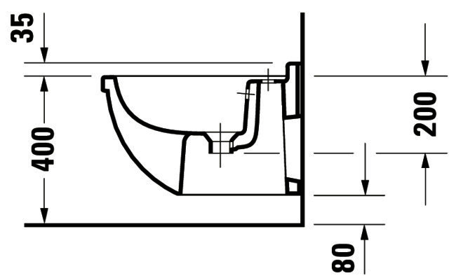 DU Wand-Bidet Starck 3 540 mm mit ÜL, mit HLB, 1 HL, weiß