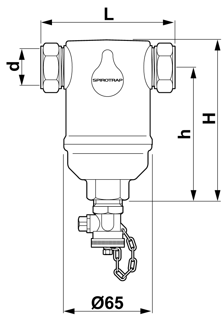 Spirotech Schlammabscheider SpiroTrap 22 mm, 10 bar, 110 Grad