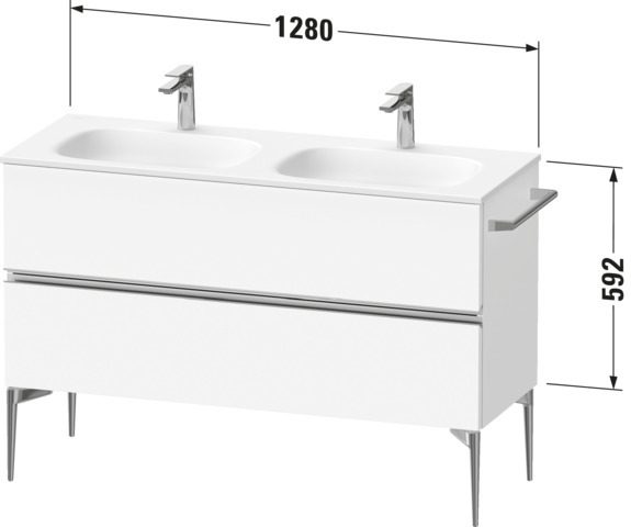 Duravit Sivida WTU 1280x592x477mm,f. Bodenst.,f.Doppel-WT,Schubk. 2,Chrom/Wei