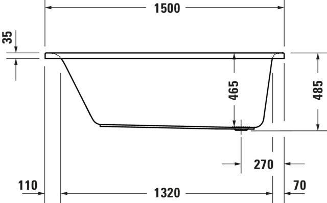 DU D-Neo BW 1500x750,Einbauversion Rückenschr.1 Pos.Variabel, Weiß