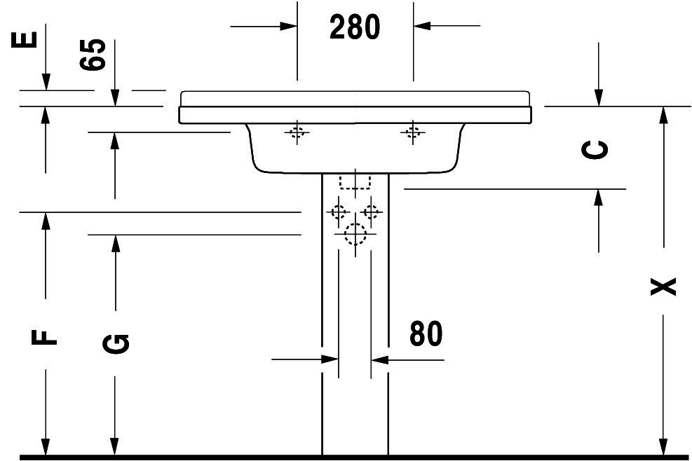 DU Möbelwaschtisch Starck 3 1050 mm mit ÜL, mit HLB, 1 HL, weiß WonderGliss