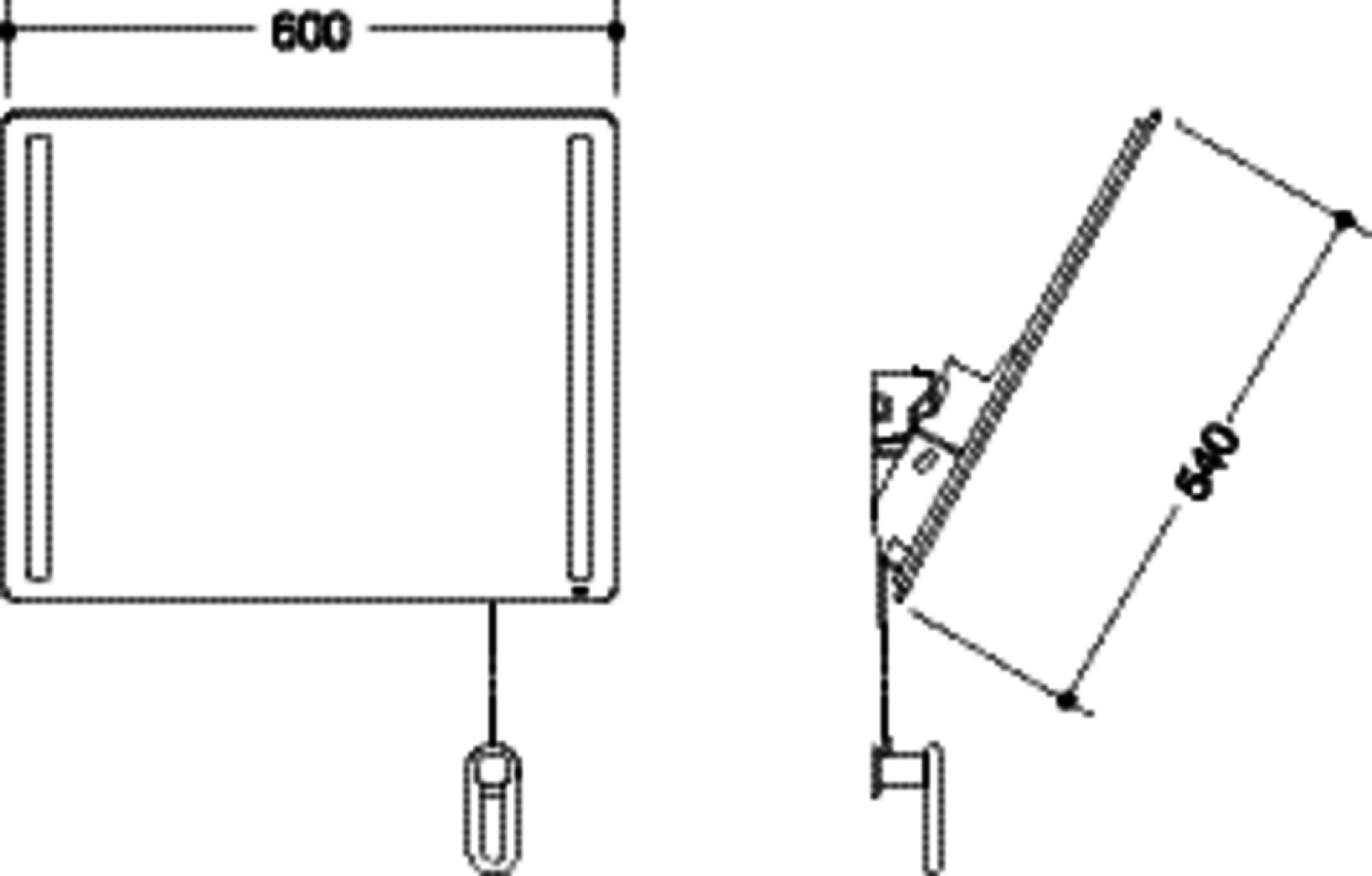 HEWI Kippspiegel LED basic, B:600mm H:540mm lichtgrau