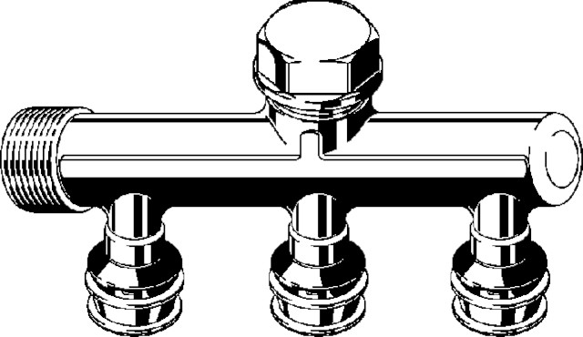 Viega Verteiler mit SC Raxofix 5326.07 in16mmxG3/4-3fach Siliziumbronze