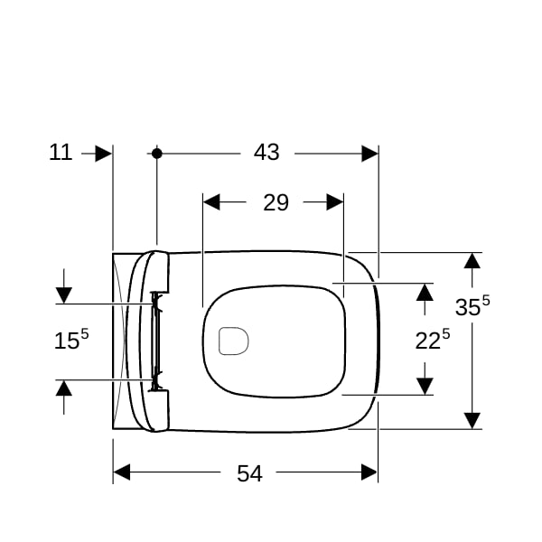 Geberit Renova Plan Set Wand-WC mit WC-Sitz Tiefspüler, Rimfree, T:54cm, weiß
