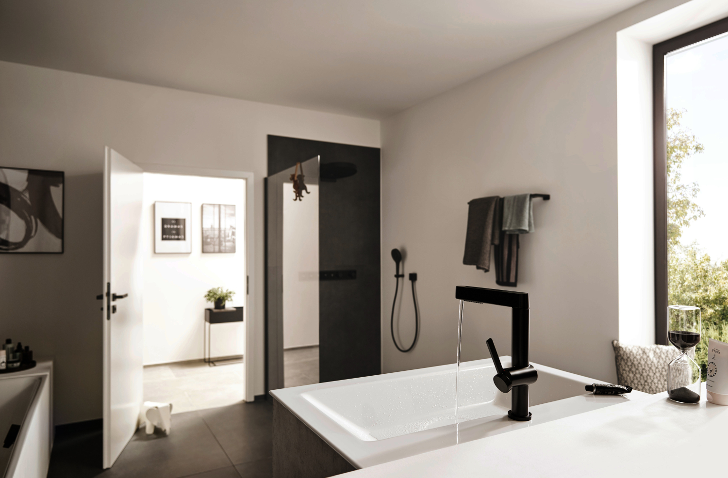 Hansgrohe Waschtischmischer 230 Finoris Ausziehbrause 2jet mattschwarz