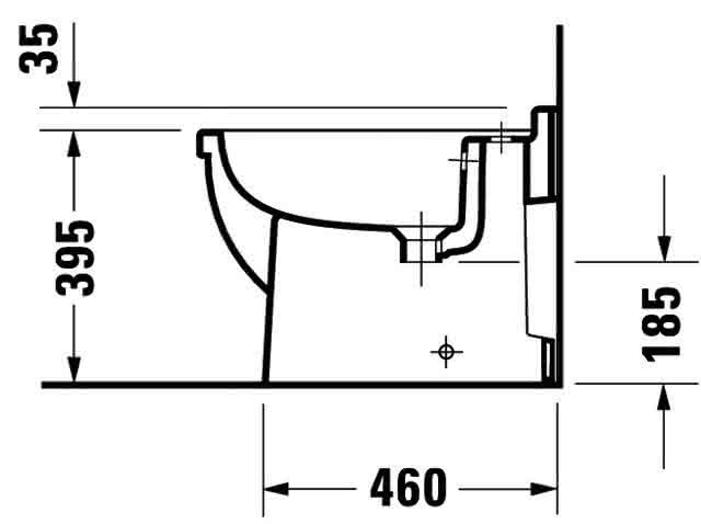 DU Stand-Bidet Starck 3 560 mm mit ÜL, mit HLB, 1 HL, weiß