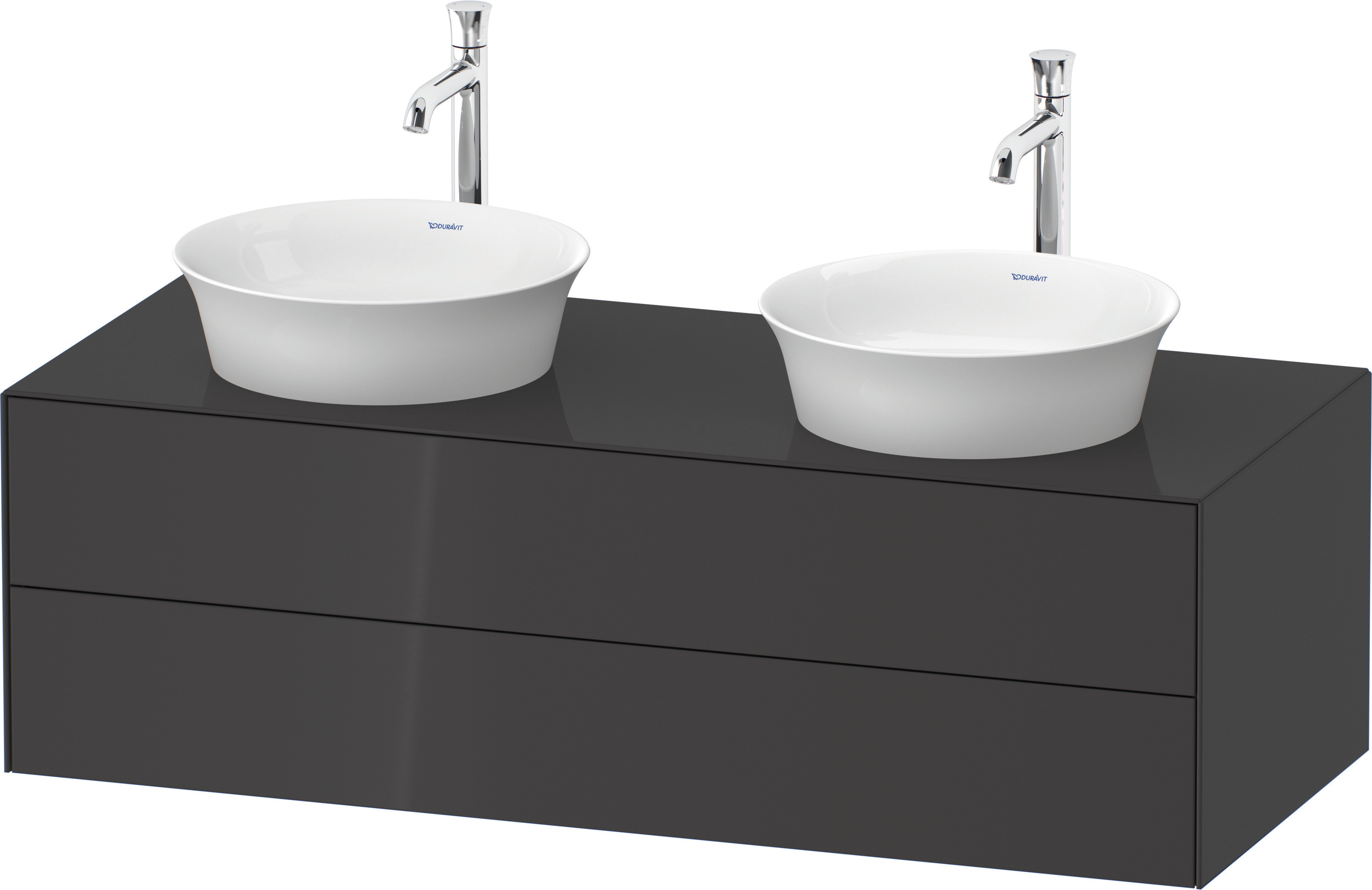 Duravit WTU White Tulip wandh,2 SchKa,beid. 408x1300x550mm, Graphit Hochglanz