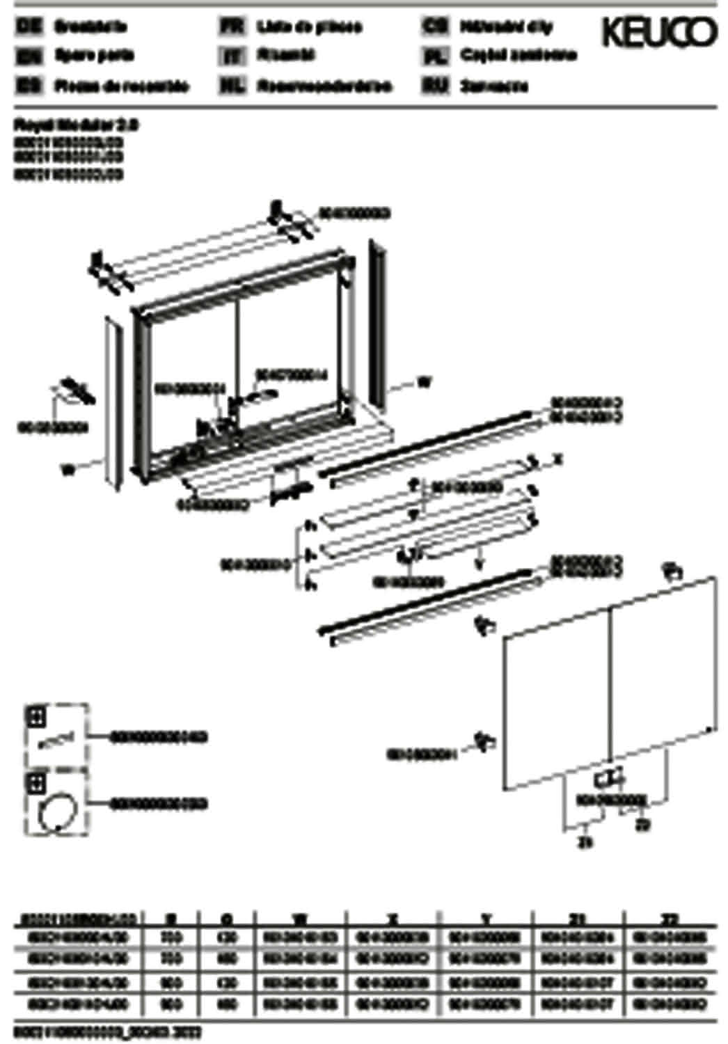 KEUCO Royal Modular 2.0 SPS, bel. 80021, Vorb,1Steckd/USB,sb-elox,800x700x120mm