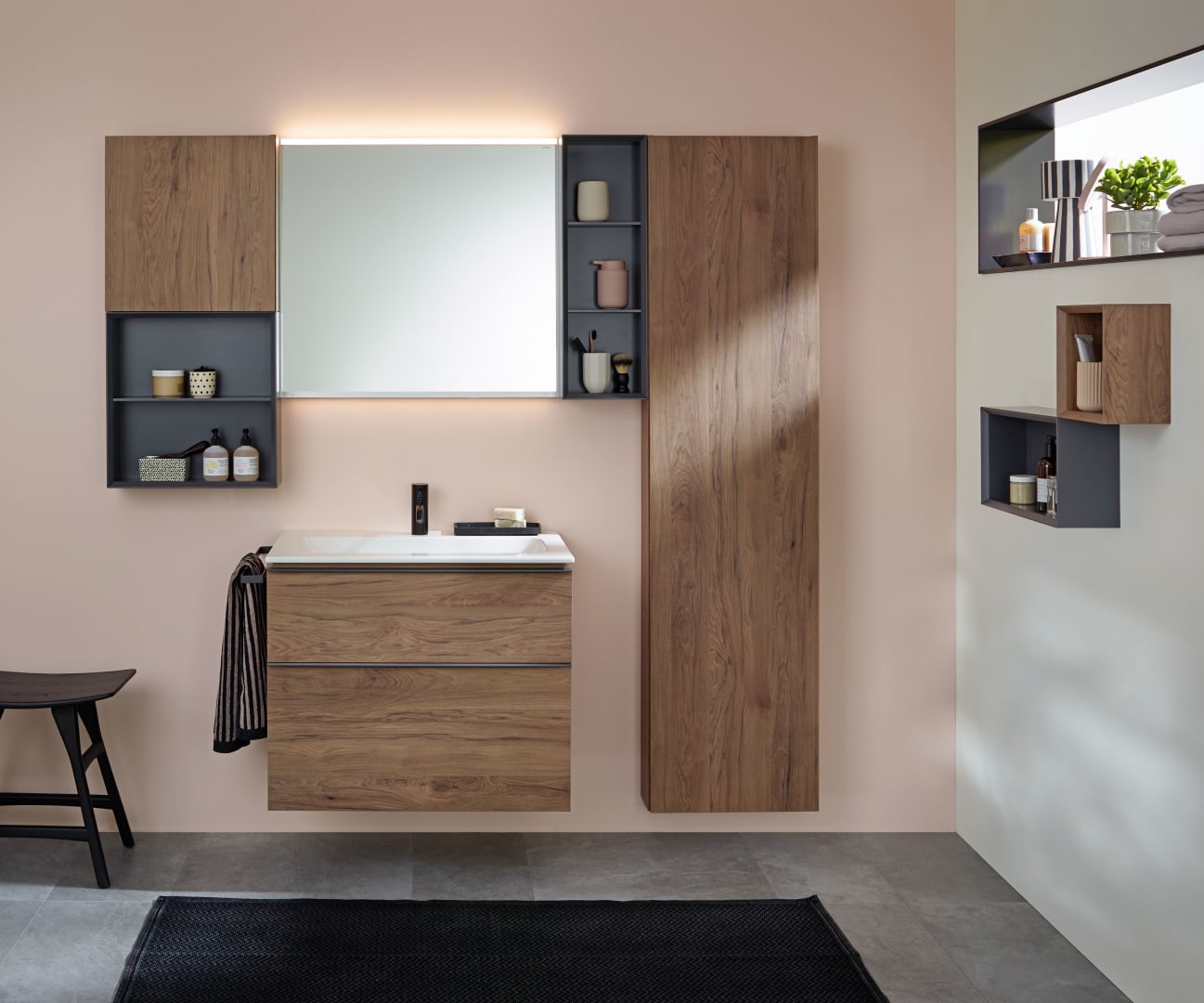 Geberit Regal rechteckig 22,5x70x13,2cm, lava matt