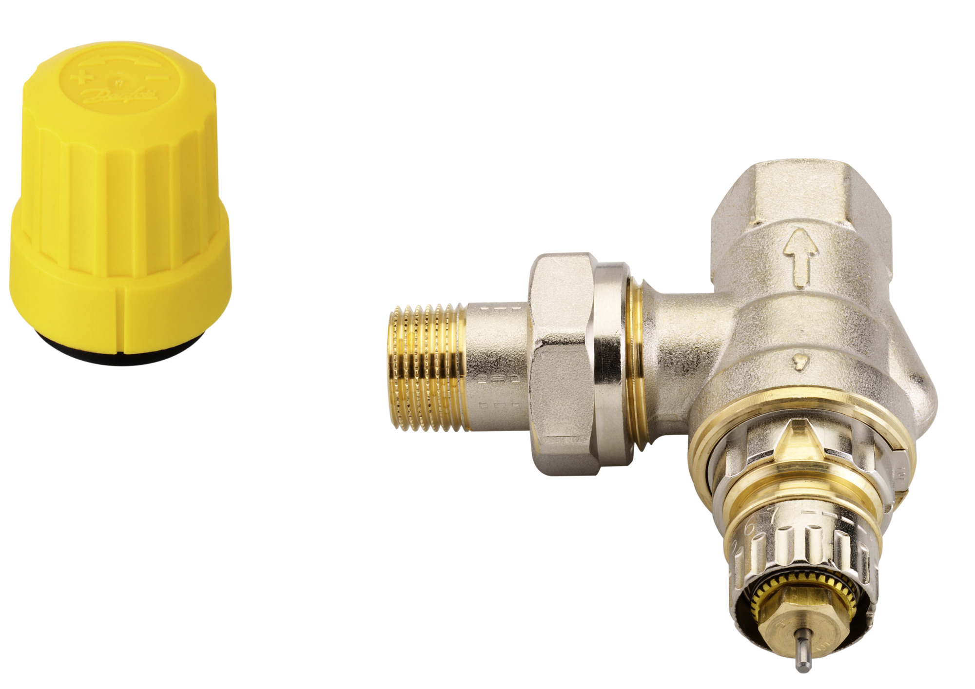 Danfoss Ventilgehäuse RA-UR 10 R 3/8, Eck, matt vernickelt
