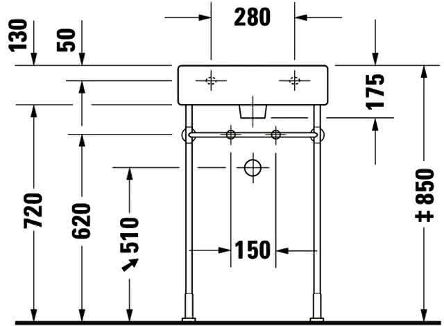 DU Waschtisch Vero 500 mm mit ÜL, mit HLB, 1 HL, weiß