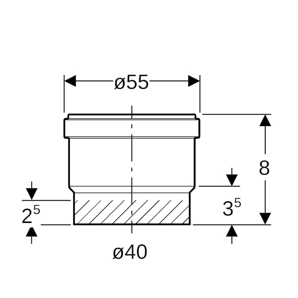 Geberit PE Steckmuffe mit Lippendichtung d40 L6,3