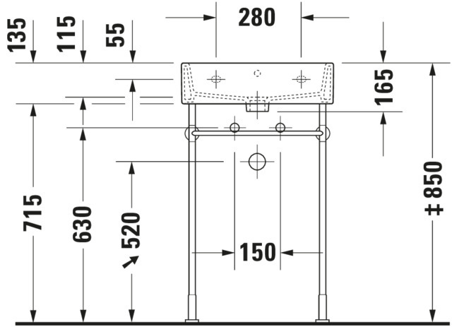 DU Waschtisch Vero Air 500mm m.ÜL, m.HLB, o.HL, weiß, WG