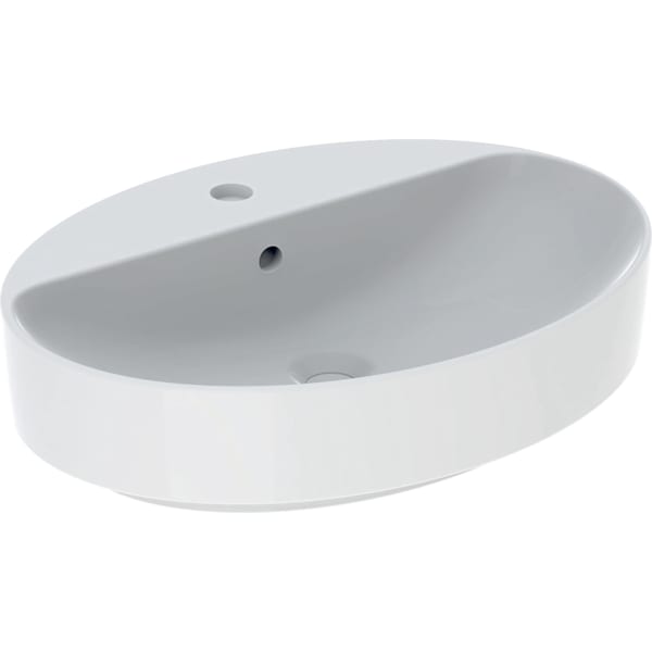 Geberit VariForm Aufsatzwaschtisch, oval mit HLB, 60x45cm, m. Ül., weiß, KeraTect