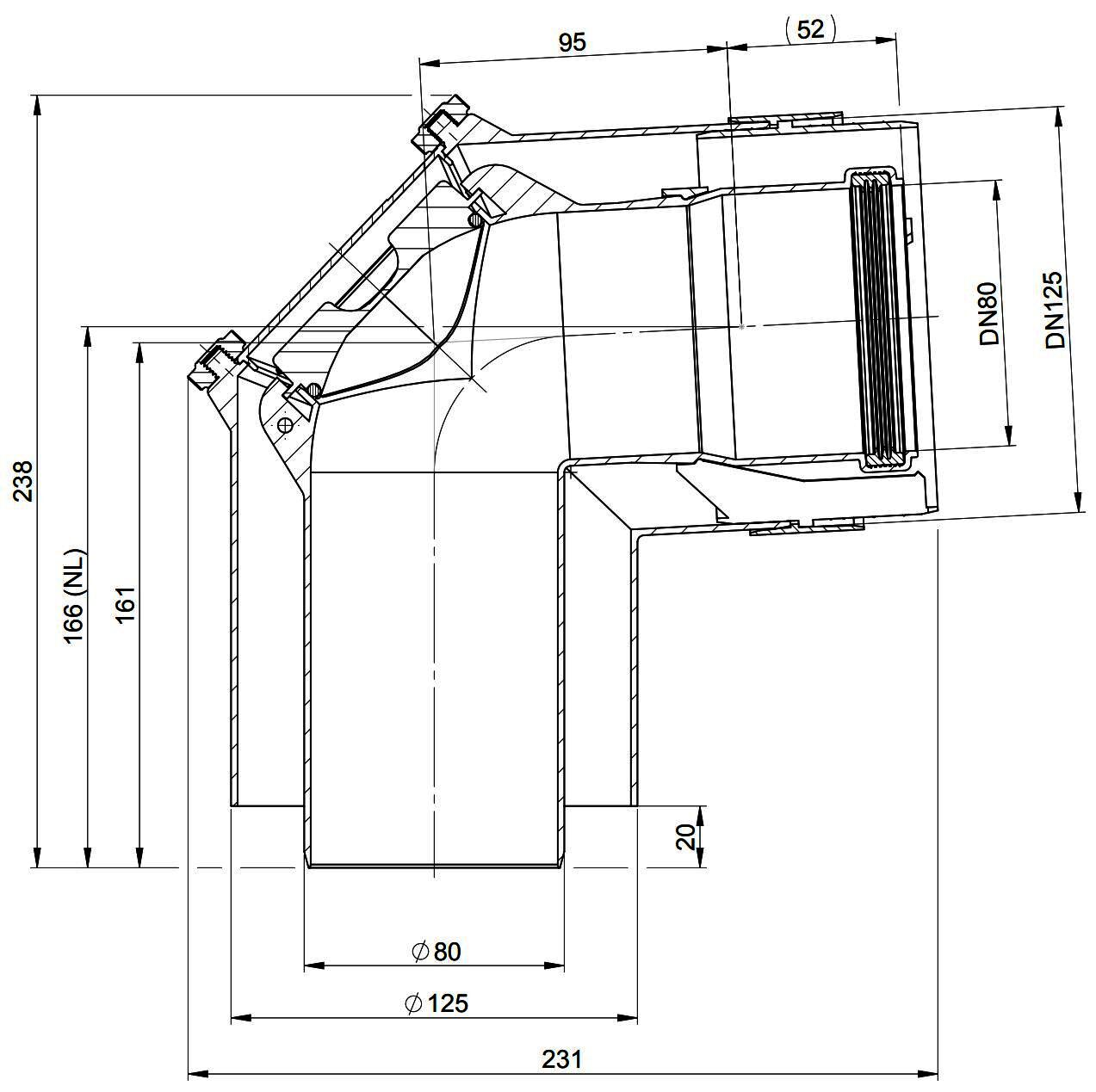 MHG Kontrollbogen 87Grd DN80/125 konzentrisch