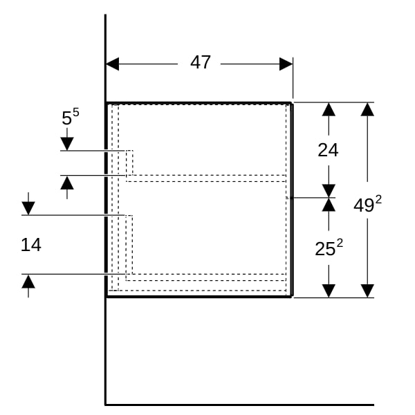 Geberit ONE Seitenschrank mit 2 Schubl. 45x49,2x47cm, weiß hgl.