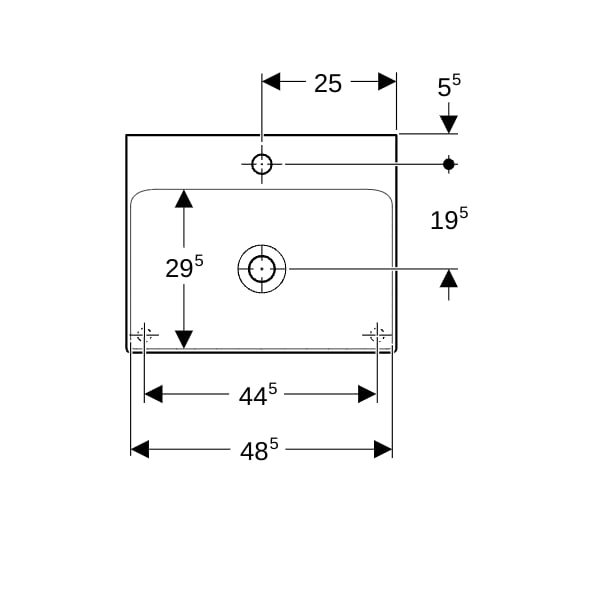 Geberit ONE AS-WT rechteckig, 50x41 cm m. Hl., o. Ül., weiß, KeraTect