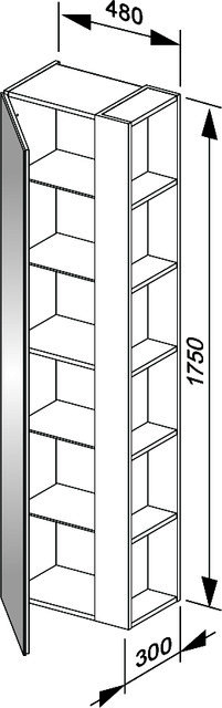 KEUCO Hochschrank X-Line 33132,Regal rechts weiß/Glas weiß, 480x1750x300mm