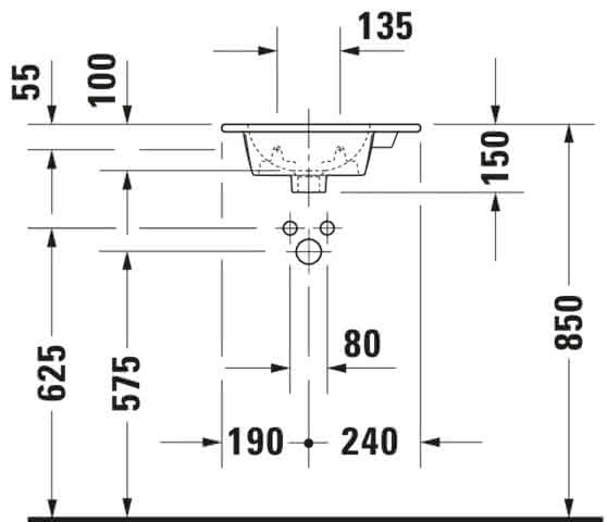 DU Möbelhandwaschbecken ME by Starck 430 mm, mit ÜL, mit HLB r., 1 HL, weiß