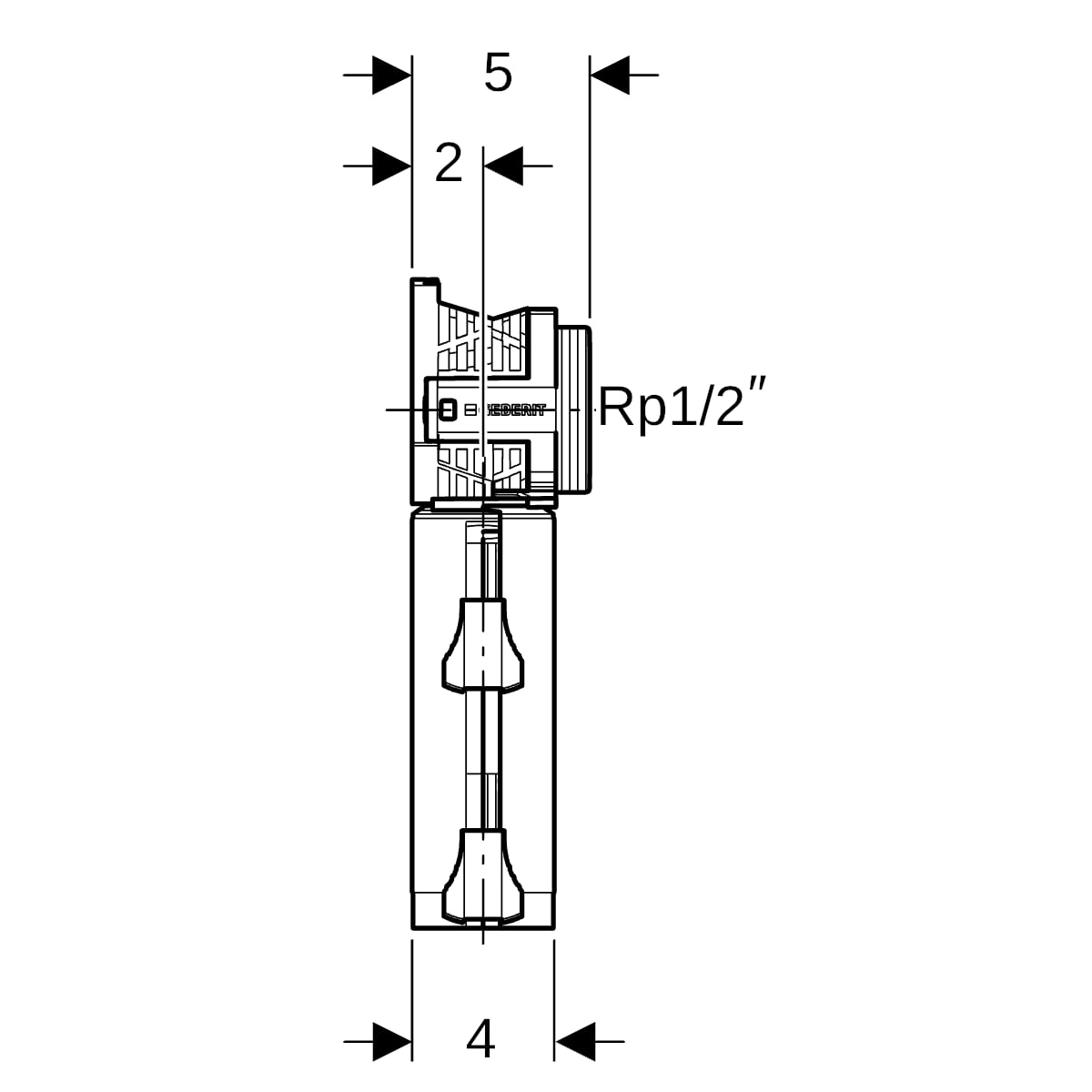 Geberit PushFit Doppelanschlussdose 90Gr Rg/Ms d16-16-Rp1/2
