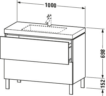 Duravit WTU L-Cube m. Vero Air 698x1000x480mm 1 HL, 2 Auszüge, Betongrau Matt