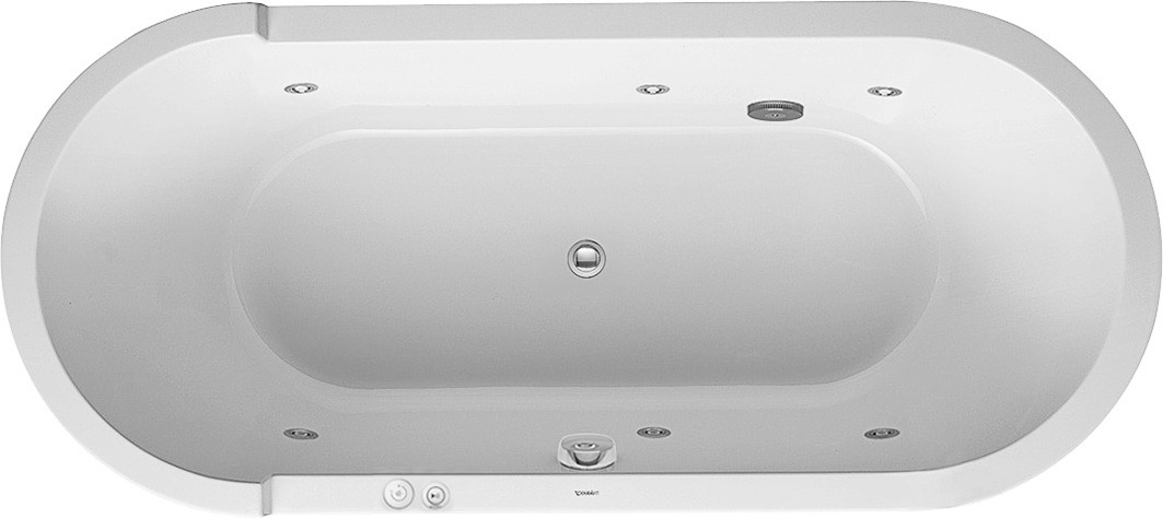 Duravit Starck Whirlw. 1800x800mm,Freis.,oval Acrylverkl., 2 Rückens.,Jet-Syst., Weiß