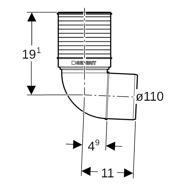 Geberit Silent-PP Anschlussbogen 90Gr d110
