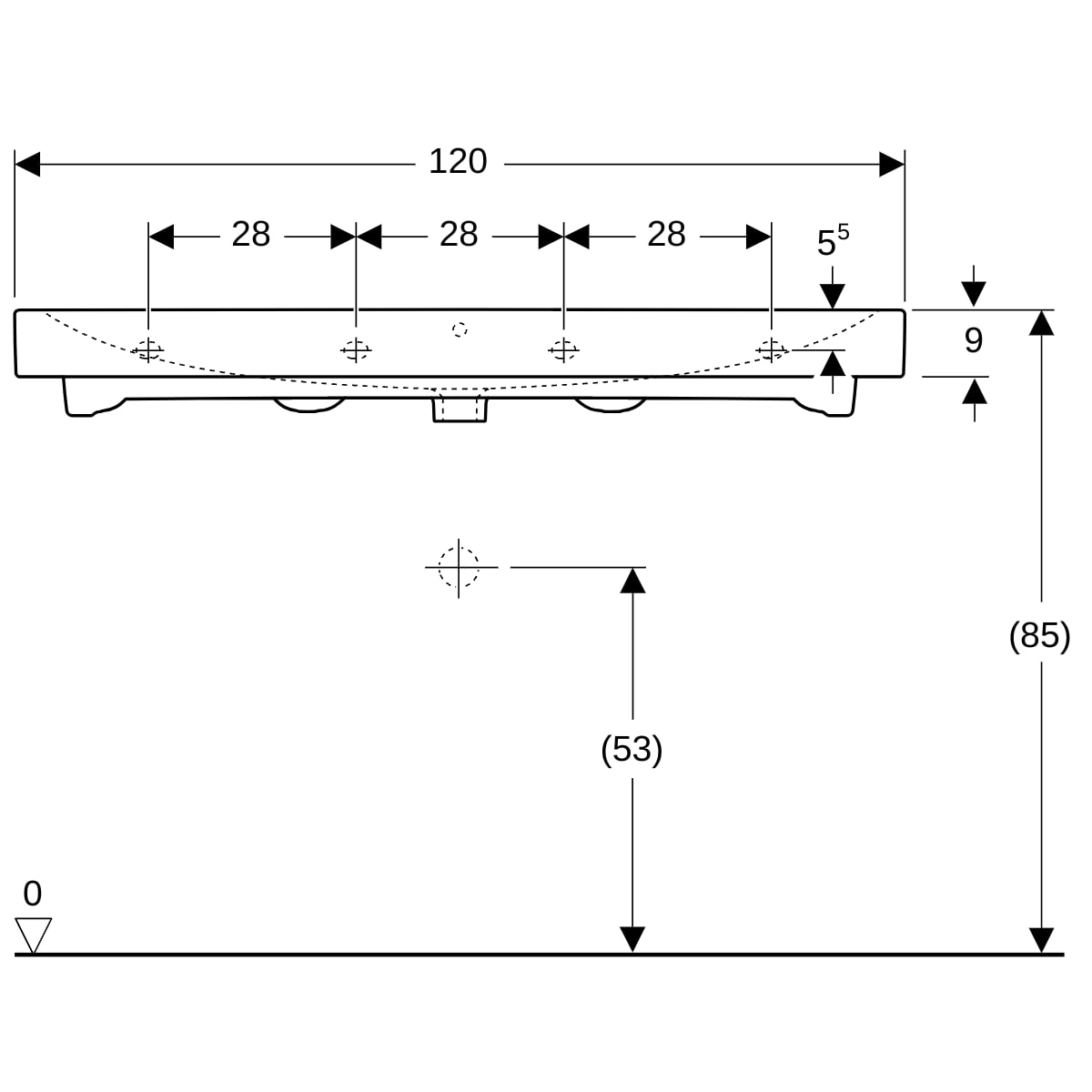 Geberit iCon Waschtisch, 120x48,5cm o. Hl., m. Ül., weiß