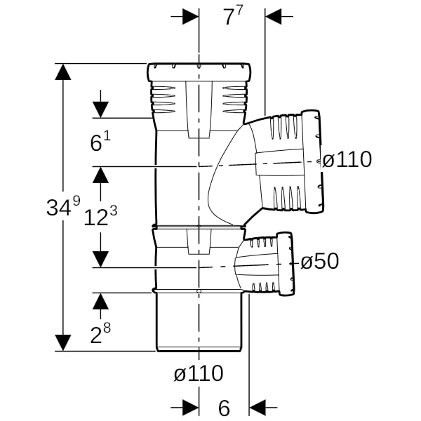 Geberit Silent-Pro Kombibogenabzweig 87,5Gr d110/110/50