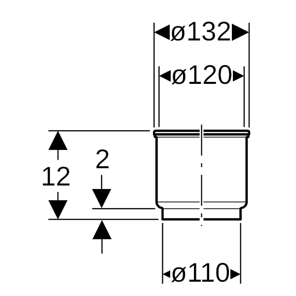 Geberit PE Anschlussmuffe lang, mit Manschette d110/di120