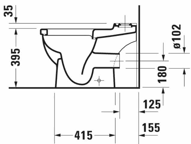 DU Stand-WC Kombi Starck 3 655 mm Tiefspüler, f.SPK, Abg.waagr., weiß