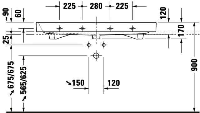 DU Möbelwaschtisch Happy D.2 1200 mm m.ÜL, m.HLB, 1 HL, geschl., weiß