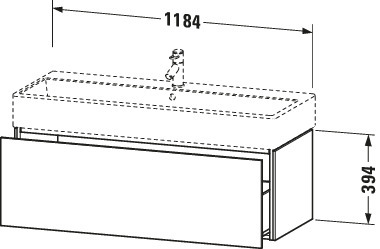 DU WTU L-Cube 394x1184x459mm 1 Auszug, Weiß Hochglanz