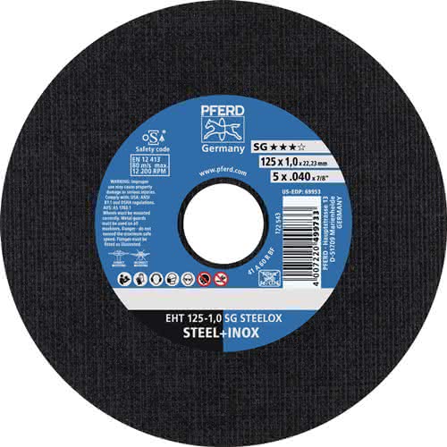 Trennscheibe SG STEELOX D125x1mm ger.INOX Bohr.22,23mm PFERD Trennscheibe SG STEELOX D125x1mm ger.INOX Bohr.22,23mm PFERD