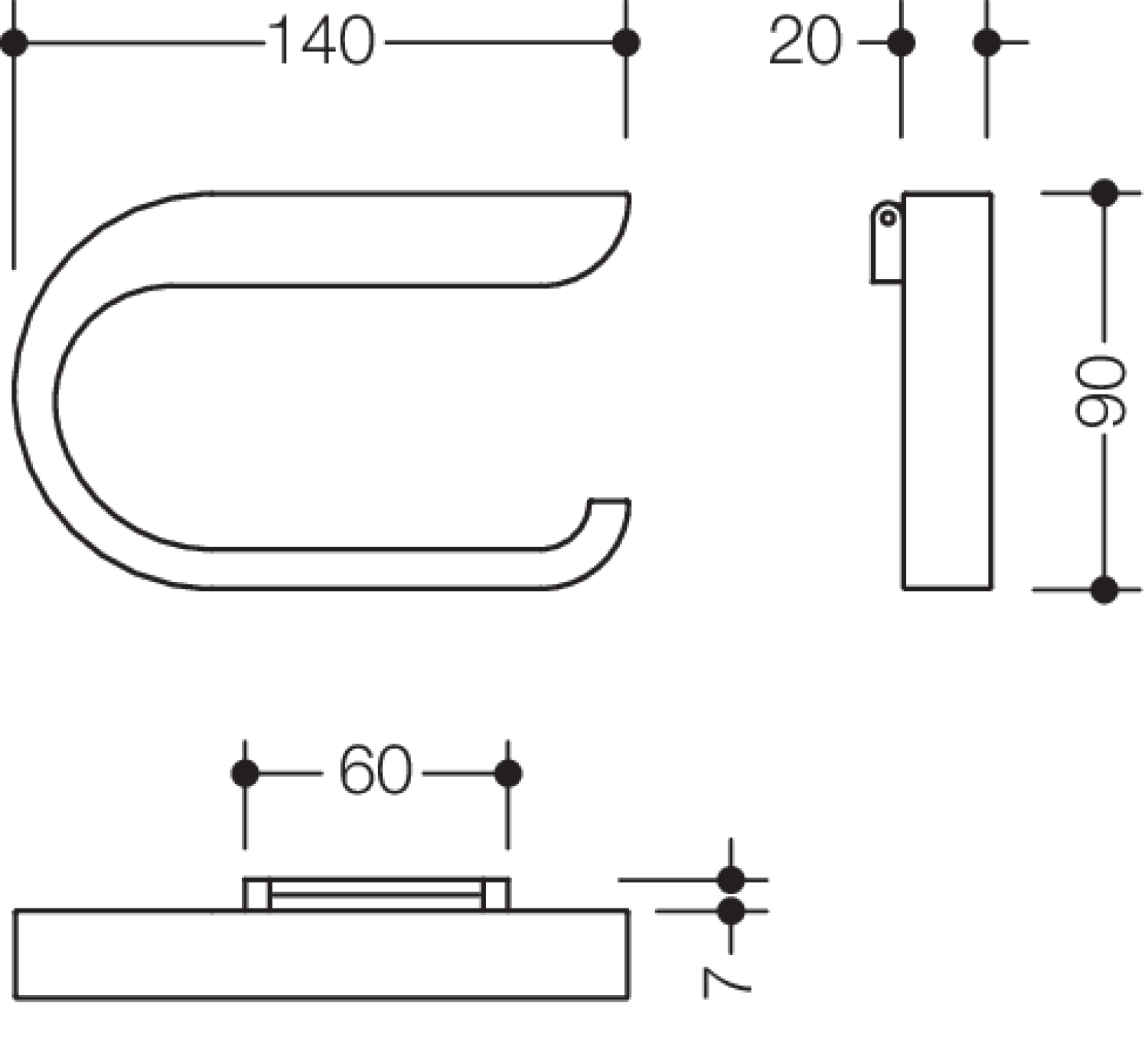HEWI WC-Papierhalter Sys 800, chrom, klappbar, B:140mm, H:90mm