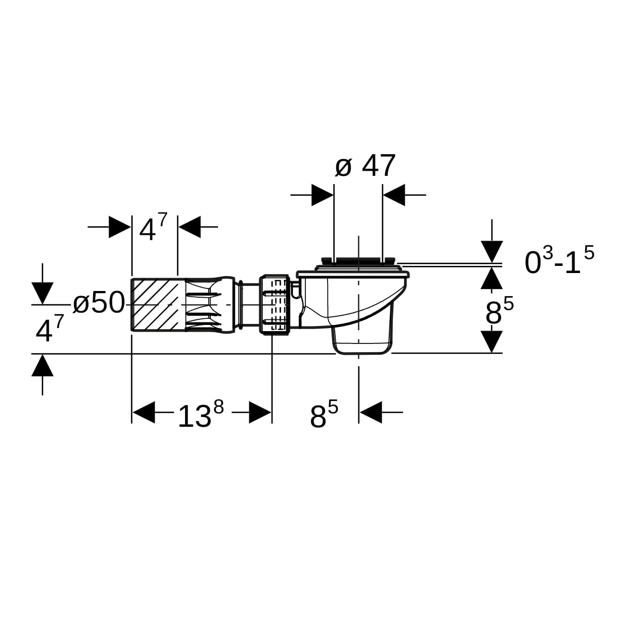 Geberit Duschwannenablauf d40/50