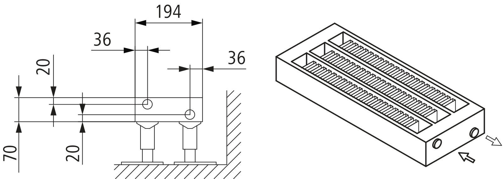 Kermi L-Konvektor Typ43 BH140x194x600mm QN711,RAL9016, m. Abd., AB Uni.