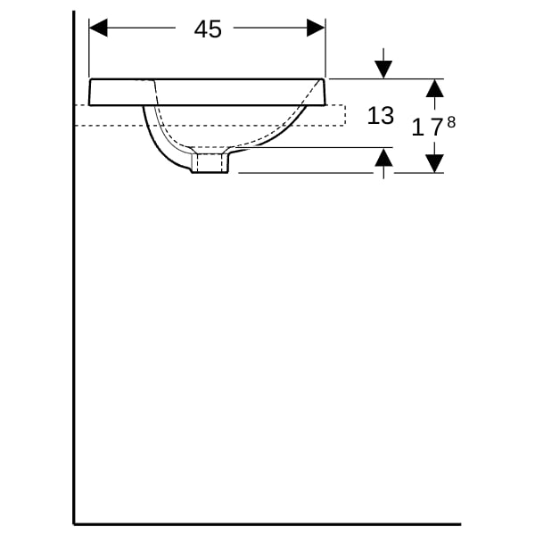 Geberit VariForm Einbauwaschtisch, oval mit HLB, 55x45cm, m. Ül., weiß gl