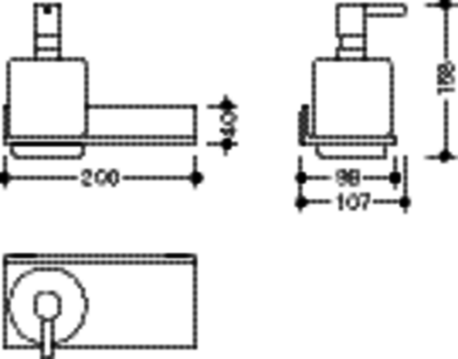 HEWI Ablage mit Seifenspender Sys 900 Q, Glasbehälter, chrom, B:200mm