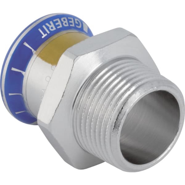 Geberit Mapress Edelstahl Übergang mit AG (Gas) d18-R1/2