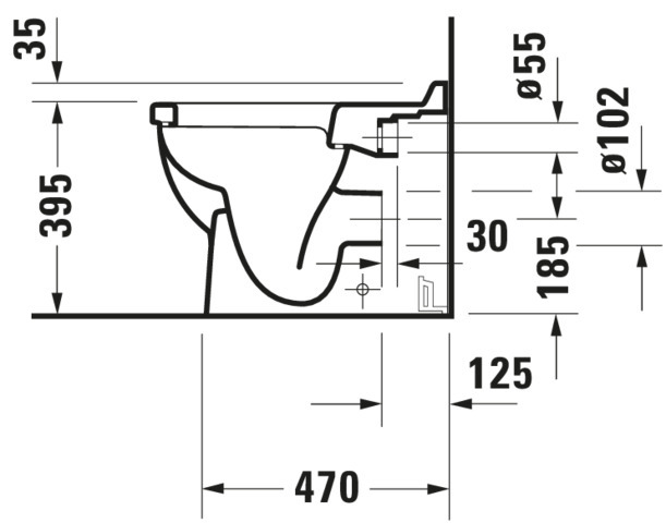 DU Stand-WC Starck 3 560 mm Tiefspüler, Abgang waagrecht, weiß