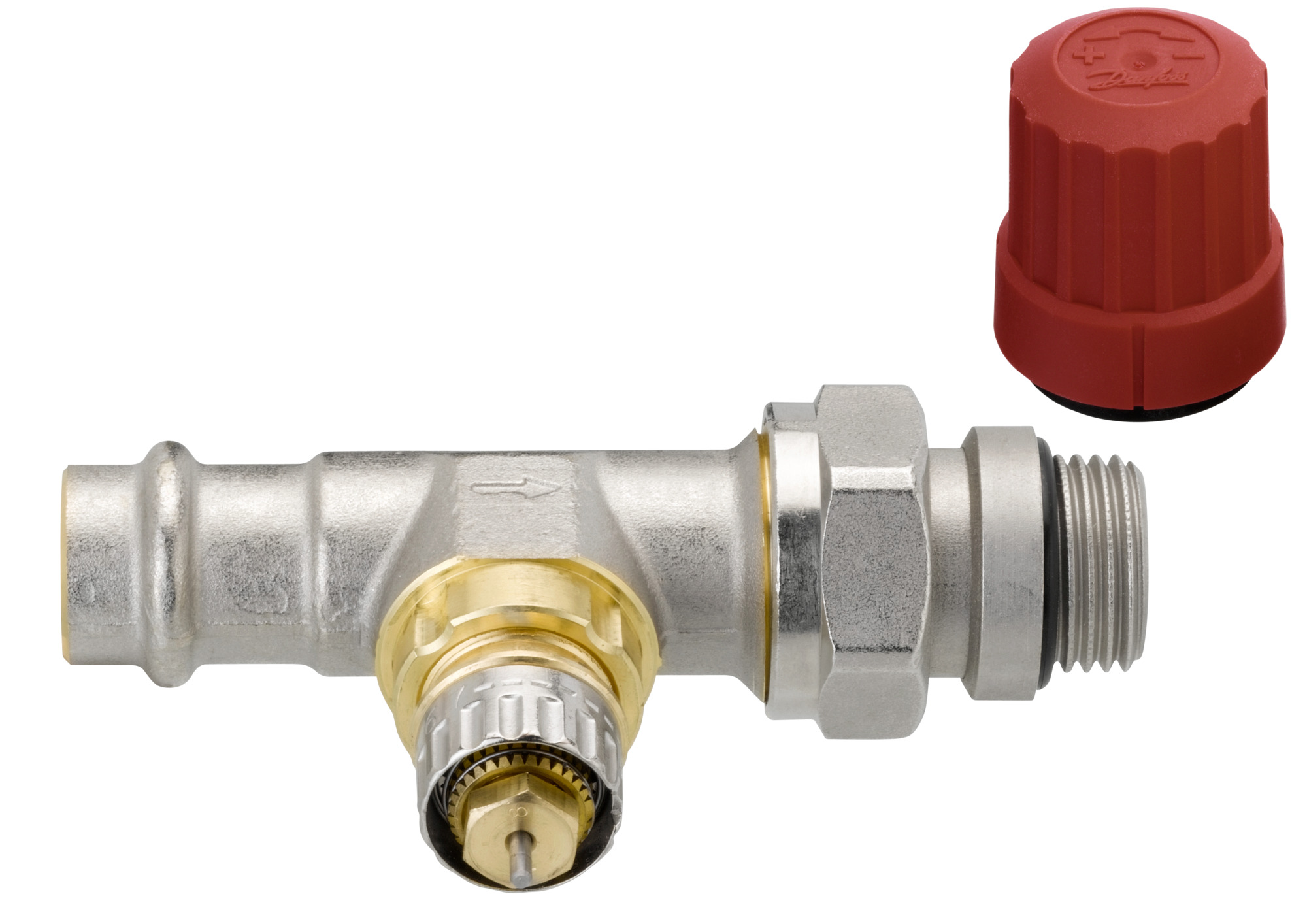 Danfoss Ventilgehäuse RA-N 15 Pressfit R 1/2, DG, matt vernickelt