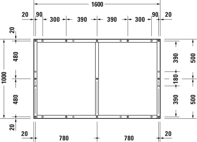 DU Fußgestell für Duschwanne Tempano 1600x1000mm