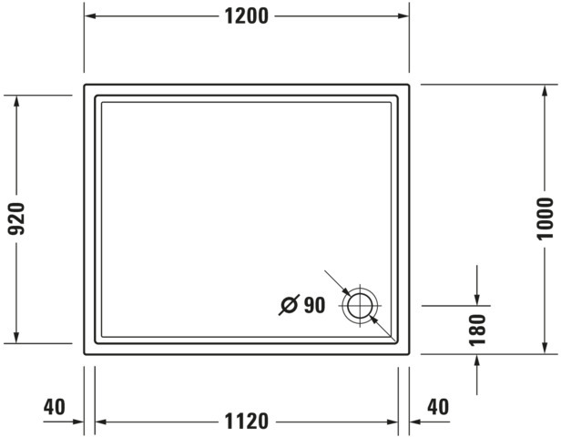 DU Starck Slimline Duschwanne, Rechteckig, 1200x1000x55 mm, Weiß, Sanit