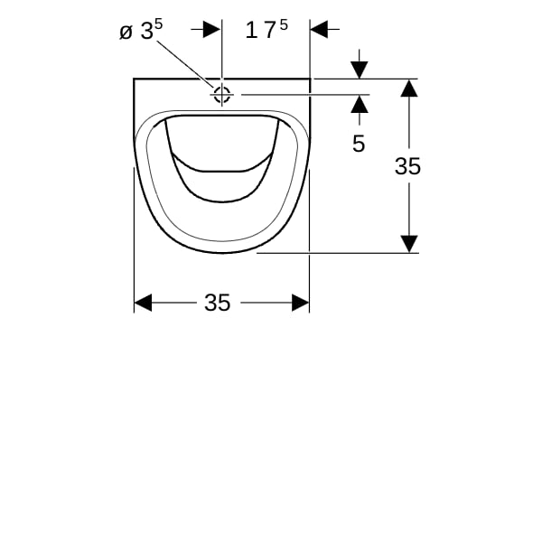 Geberit Aller Urinal, Zulauf von oben Abgang nach hinten oder unten, weiß